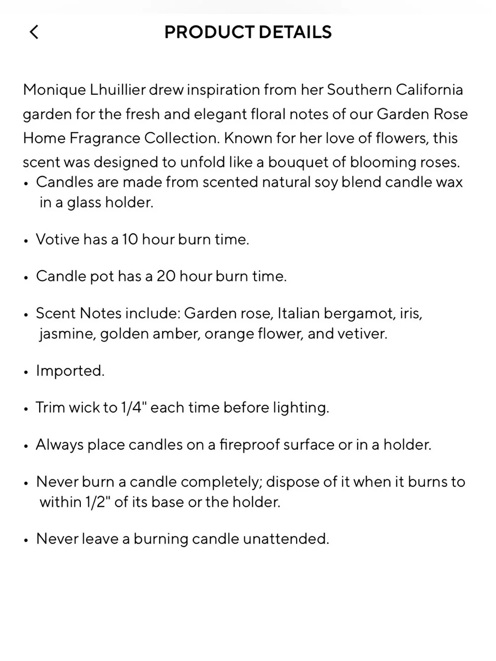 Pottery Barn & Monique Lhuillier Garden Rose Scented Candle